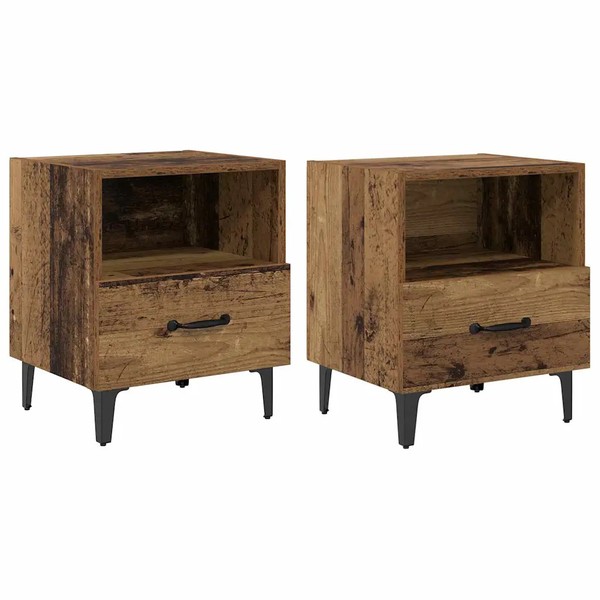 Nachttisch 2Er Set Altholz 40X35X47,5 Cm Holzwerkstoff Massivholz Optik-image