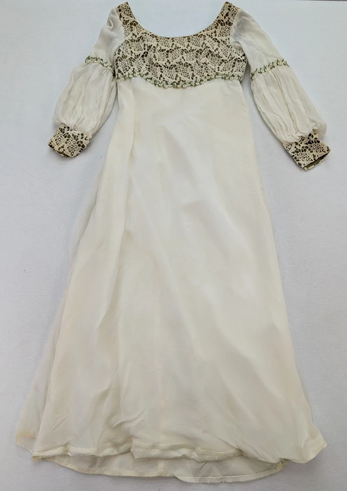 Vintage 60s 70s Women's Dress Sz S Bohemian Juliet Romantic Renaissance Princess - Image 2 of 4