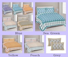 New Indian Bed Sheet Jaipuri Floral Print King Size With 2 Pillow Cover
