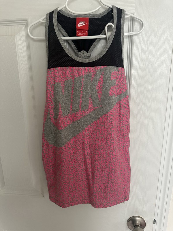 Nike Girls size Medium Sleeveless Tank Top Racerback Pink Gray