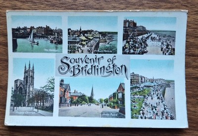 Bridlington Multi-View Postkarte Hafen, Parade, Quay Rd, Priorat Kirche