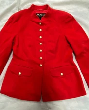 ESCADA VINTAGE TAILORED BLAZER ANGORA WOOL IN RED M GERMANY DAMAGED