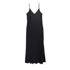 Quince Women Washable Stretch Silk Maternity Slip Dress Black Basic Sleeved S