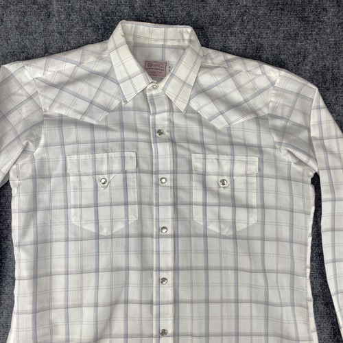 H Bar C Ranchwear Long Tail Western Pearl Snap Hemd Herren 16,5 x 36 weiß kariert - Bild 3 von 15