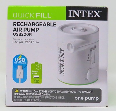 Intex Quick Fill USB200R Rechargeable Mini Air Pump Portable Pool Air Mattress