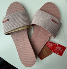 Havaianas Women’s 9/10 NWT Metallic Slide Rose Pink Ribbed Sandals Flip flop