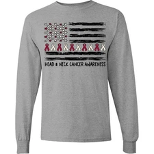 Inktastic Head And Neck Cancer Awareness- Flag And Ribbon Long Sleeve T-Shirt
