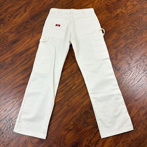 Dickies Pants Mens 32 White Carpenter 100% Cotton Canvas Relaxed Workwear