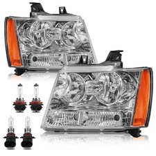 Headlight Assembly Compatible with 2007-2014 Chevy Chrome/Clear/Amber W/Bulb