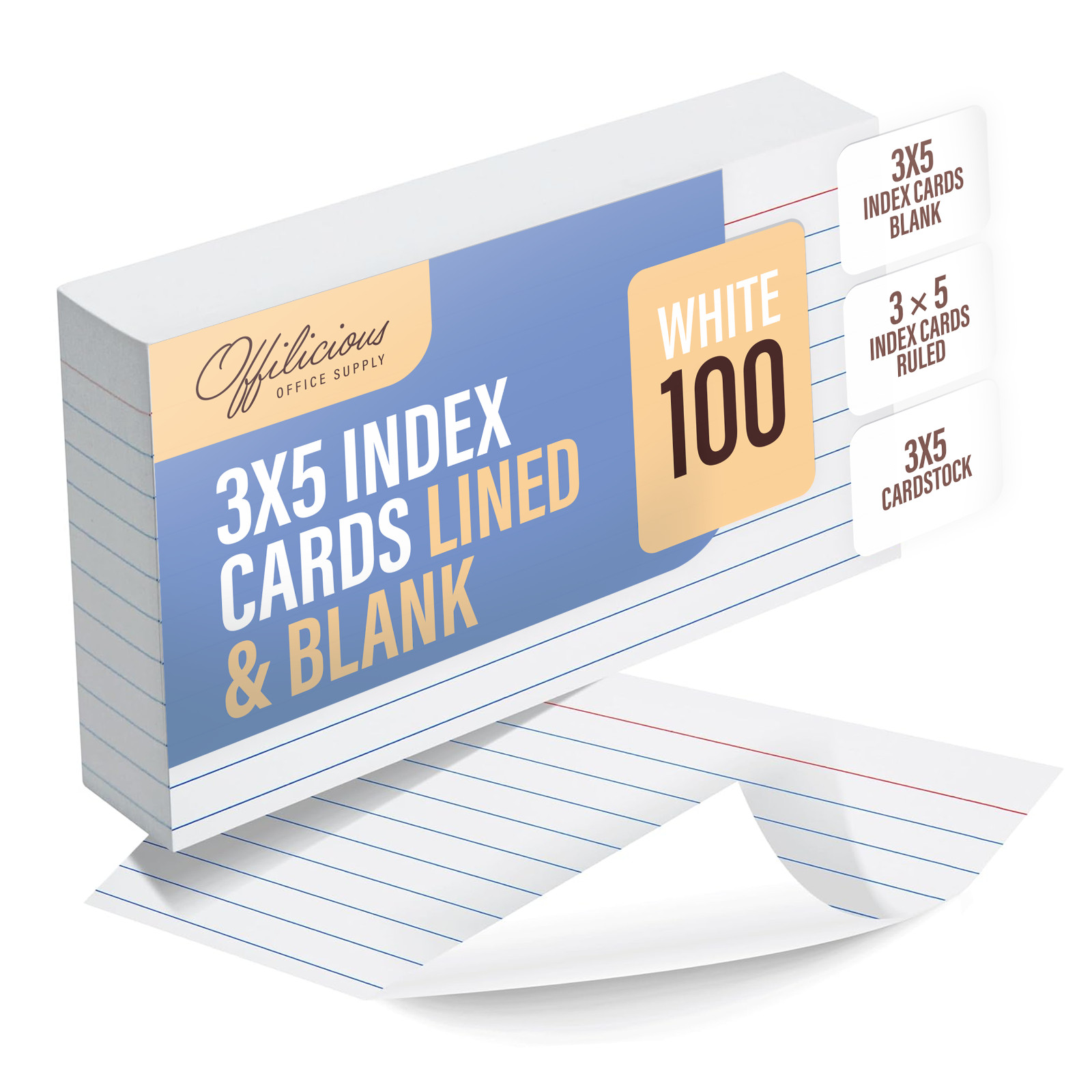 Ruled Index Cards 3x5 for Recipes, Notes & Flash Cards, Double-Sided Notecards