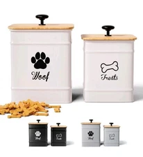 Dog Treat Container Airtight Set of 2 - 8x6 & 7x5 inch Iron Dog Treat Jars...