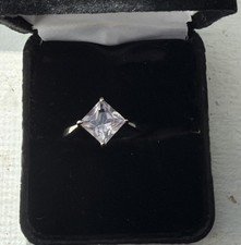 Princess Cut Orchid Amethyst Sterling Silver Solitaire Ring Sz 7.5