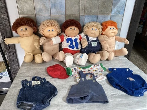 Lot of 5 Cabbage Patch Kids Dolls 1980s Need TLC Boys w/ Clothing