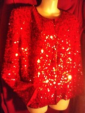 JACKET, SPARKLY RED "FULL SEQUINS-BEADS", LINED