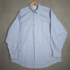 Brooks Brothers Men's Shirt 18 1/2 18.5 37 Long Sleeve Blue Check