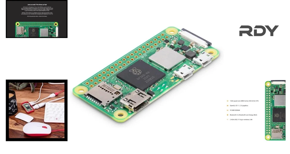 Raspberry Pi Zero 2021 2 W - 1,1 GHz cuatro núcleos, 512 MB de RAM con Wi-Fi y Bluetooth Foto 2 de 4