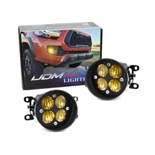 iJDMTOY Yellow Lens 24W High Power LED Wide Angle SAE Flood Beam Fog Light Ki...