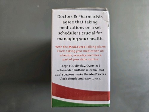 MedCenter Talking Alarm Clock Medication Pill Reminder Alert 2 Speakers Loud New - Picture 3 of 6