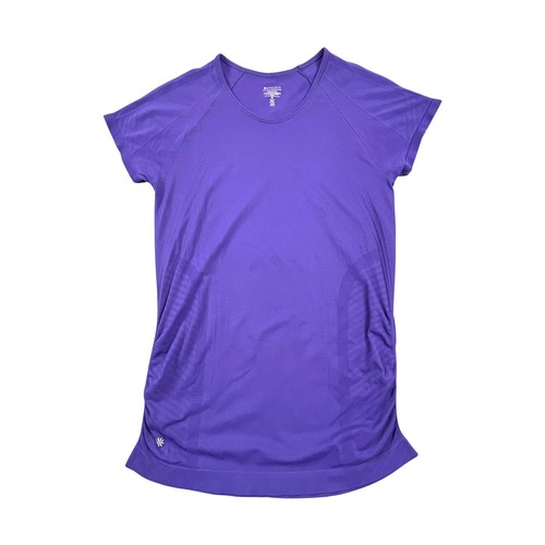 Athleta Speedlight Seamless Tee M Purple Workout Gym Running Ruched SS Shirt