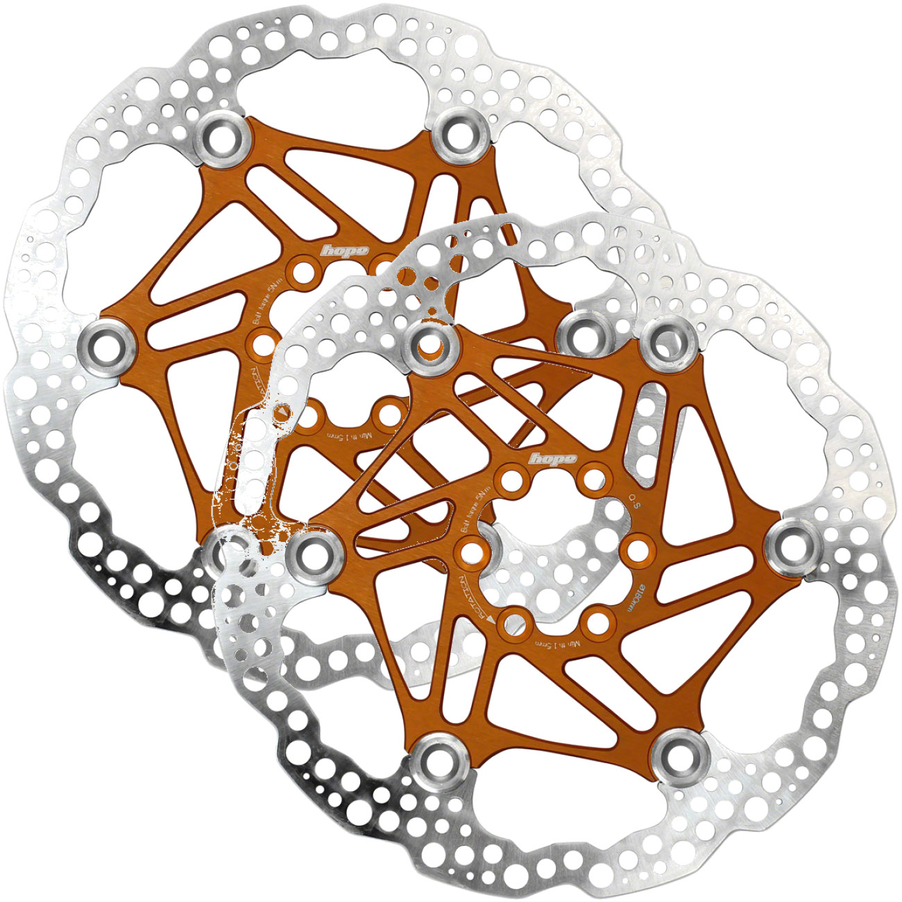 Комплект из 2 плавающих дисковых тормозных дисков Hope 180 мм с 6 болтами Оранжевый 26590₽