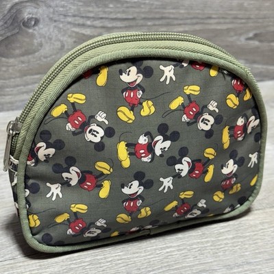 Disney Mickey Mouse Makeup Bag Clutch Case Retro Green Zipper Cosmetic Pouch 7x5