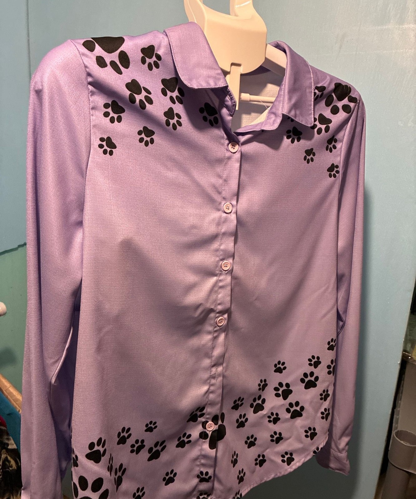 Women's Lavender polyester Button-Down Blouse wit… - image 1