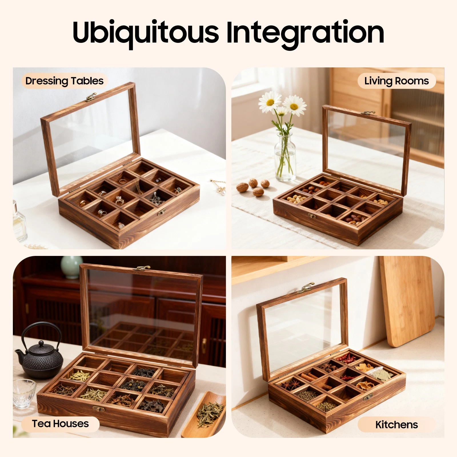 Wooden Spice Box Wooden Spice Rack Containers Spice Fit Box 12 Compartments