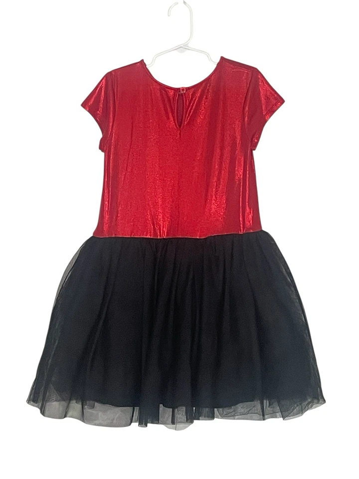 Disney Pippa & Julie Girls Size 6X Red Black Tulle Party Dress Sparkle Holiday 6 - Image 4 of 4