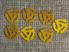 7  Vintage 45 RPM  Yellow Plastic Record Snap-In Insert Adapters