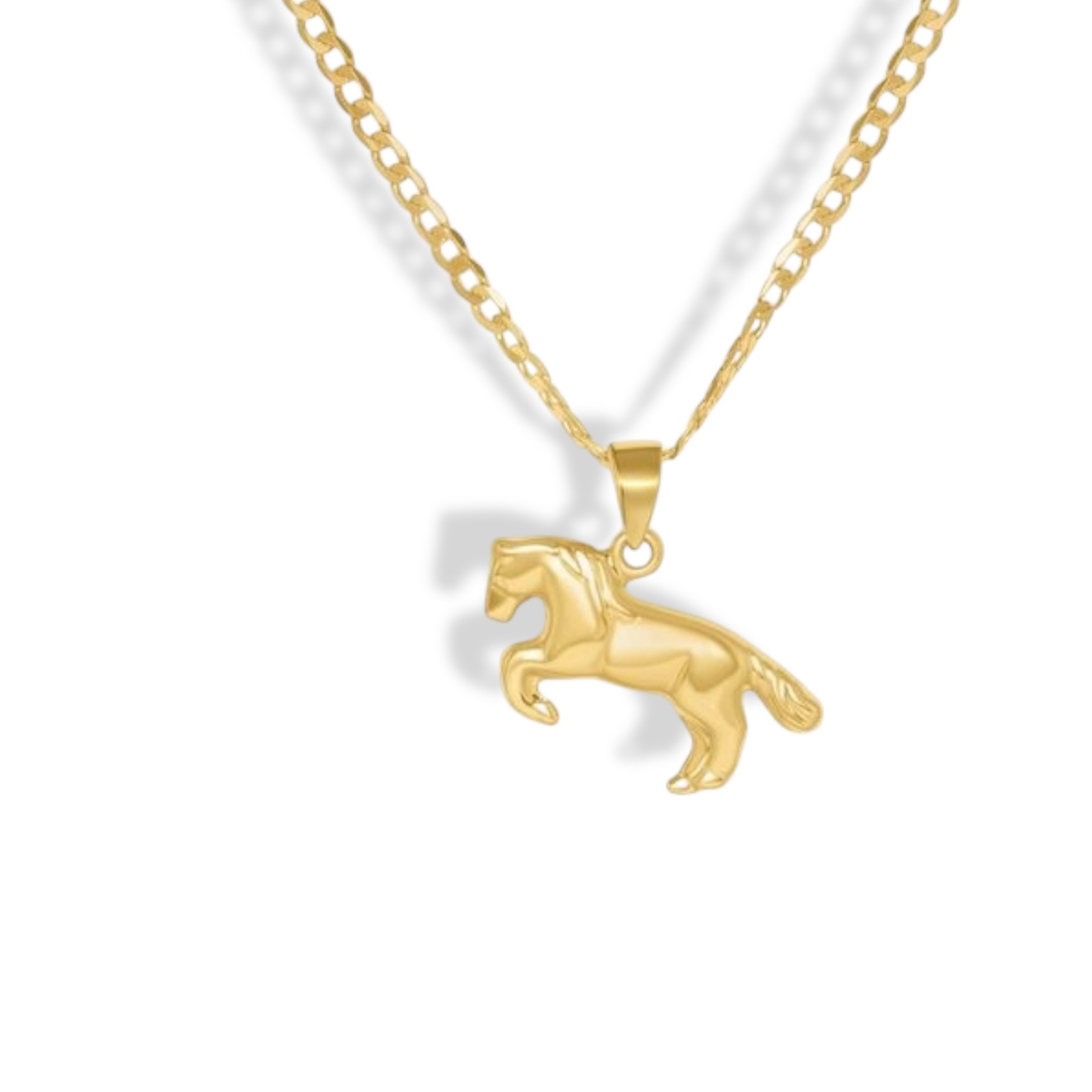 14K Yellow Gold Horse Pendant Necklace