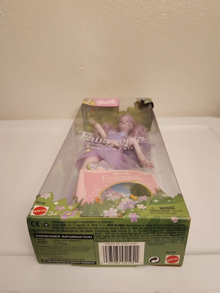 Barbie Fairytopia púrpura brillante hada nueva en caja B5736 vintage 2003 Mattel Foto 3 de 4