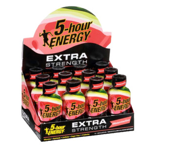 Full Box 12x Bottles 5 Hour Energy Extra Watermelon | Sugar Free | 1.93oz