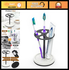 5-Slot Stainless Steel Toothbrush Holder with Diatomaceous Earth Base - Matte Bl