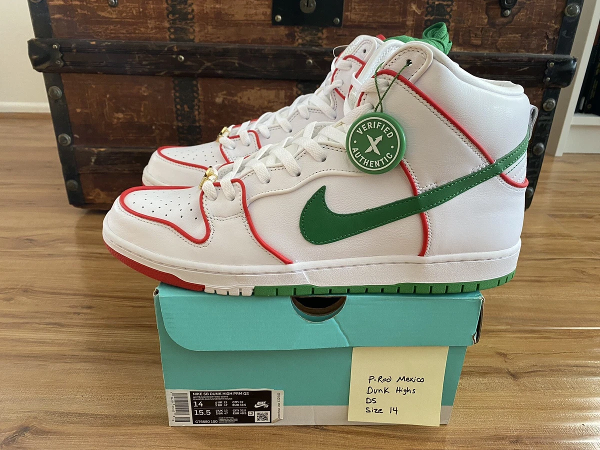 2020 Paul Rodriguez Mexico Nike SB Dunk High PRM QS CT6680-100 Size 14 DS  New