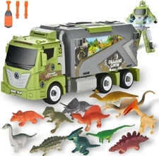 3 in 1 Dinosaur Transport Truck-Transformable to Robot-With 12 Dinosaur Figures