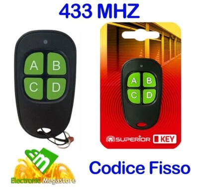 TELECOMANDO 433MHz UNIVERSALE 4 CANALI KEY SUPERIOR PER CANCELLO AUTOMATICO