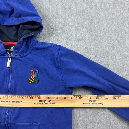 Psycho Bunny Hoodie Youth Small Blue Full Zip Fleece Jacket Logo Sweatshirt - Picture 8 of 11
