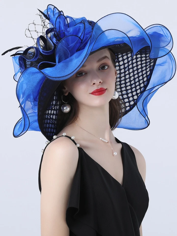 Sombrero Fascinator RoyalBlue Kentucky Derby para Mujer Cóctel Fiesta del Té Iglesia Sombreros Foto 4 de 4