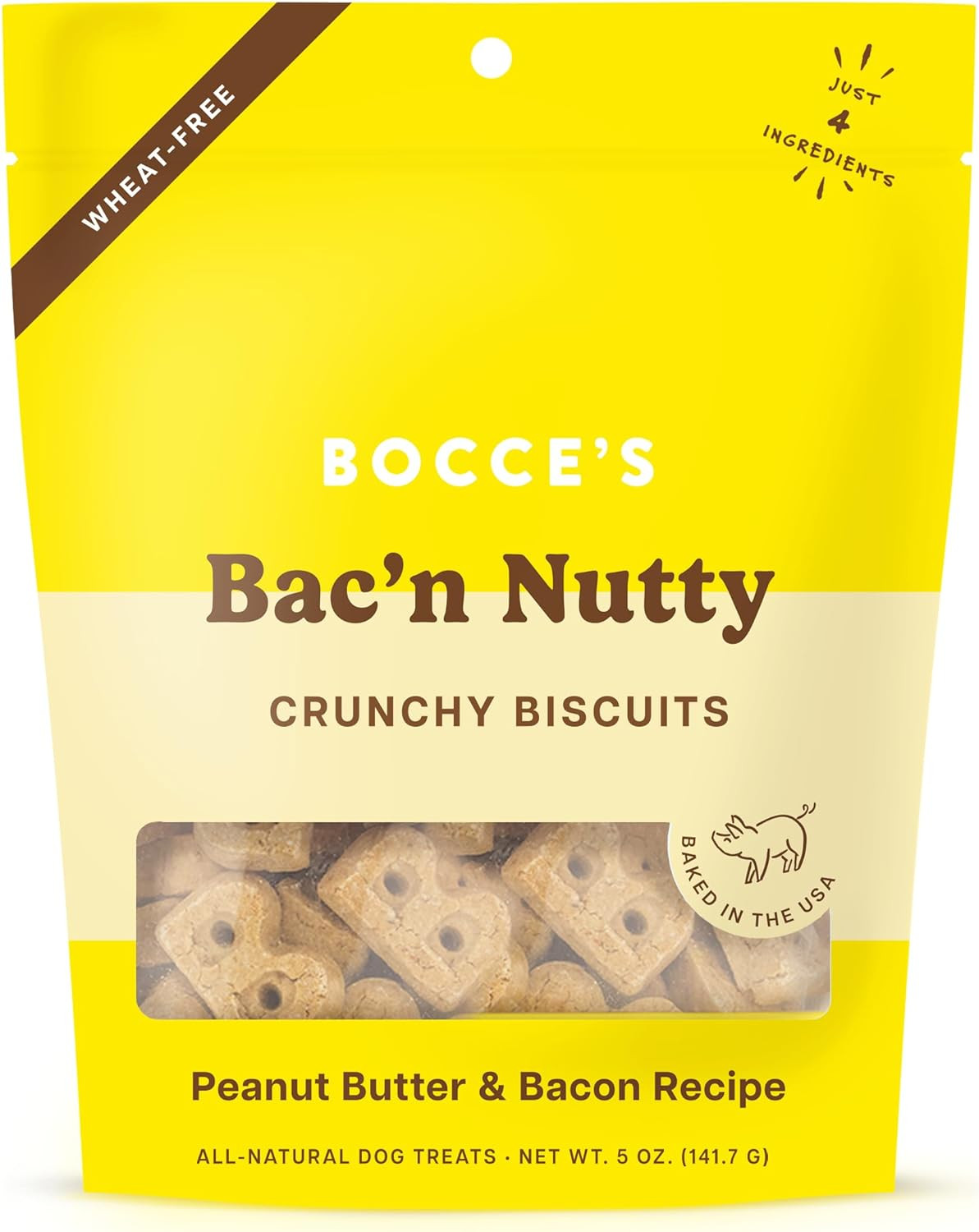 Bocce'S Bakery Oven Baked Bac'N Nutty Treats for Dogs, Everyday Wheat-Free Dog T