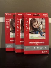 NEW SEALED! 3 Pack Canon Pixma Inkjet Photo Paper Glossy 4"x 6" 50 Sheets GP-601