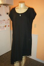 MLLE GABRIELLE size 24 Black Polyester Dress Hem Tassel Beaded Evening Cocktail