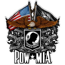 Dual Flags American Flag Eagle Pow Mia Flag High Quality Decal