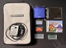 Nintendo Game Boy Advance SP Cobolt Blue w/Charger, 2 Games, Case, Manuals