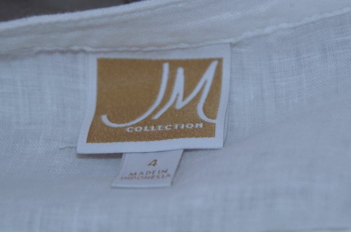 JM COLLECTION NWT White Linen Gold Button Front Short Sleeve Tunic Top Sz 4 - Picture 6 of 6