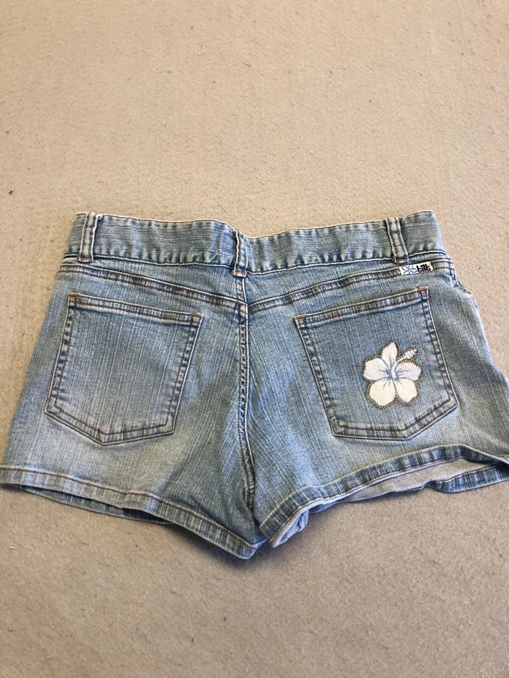 Pantalones Cortos Jean Inclinables Junior Niña Talla 5 De Colección Tiro Bajo Tropical Flor Informal Foto 3 de 4