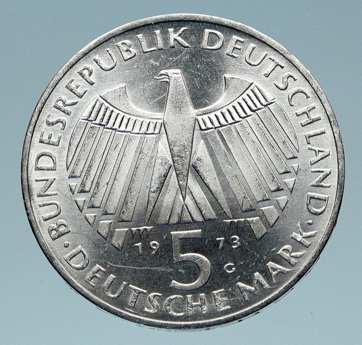 1973 GERMANY FRANFURT PARLIAMENT BUILDING Proof Silver 5 Mark