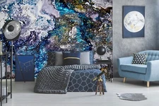 3D Blue Texture ZHUA13544 Wallpaper Wall Murals Removable Self-adhesive Amy