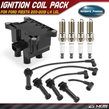 1x Ignition Coil & 4x Iridium Spark Plugs & 4x Wires for Ford Fiesta 2011-2019