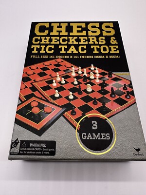 Cardinal Chess & Checkers & Tic Tac Toe One Size 14  x 14  Board Game.