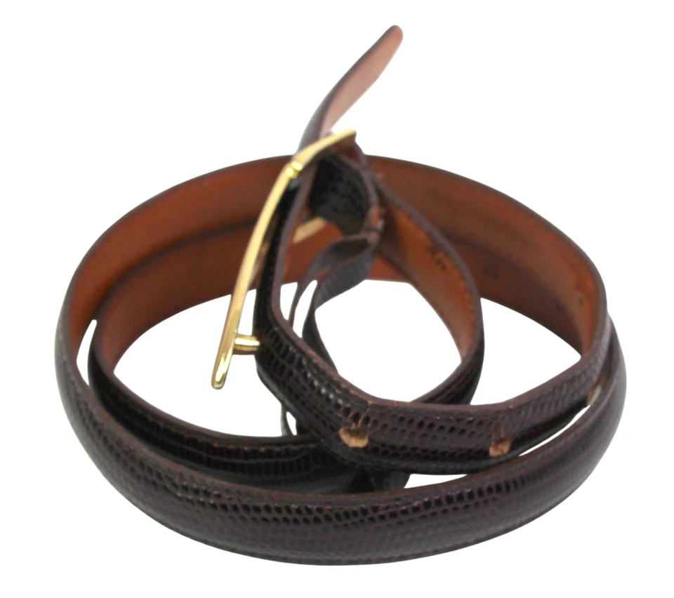 GUESS BROWN REAL LEATHER SNAKE PPRINT 5/8"Wd SKINNY CASUAL WOMEN'S BELT Sz M(83T - Image 2 of 4